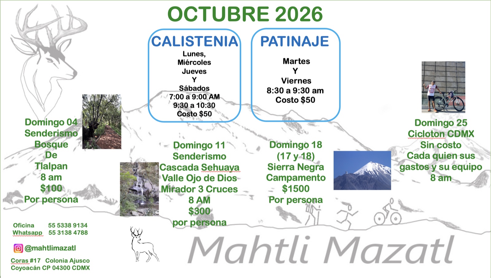 Calendario de salidas del mes
